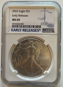 2022 $1 American Silver Eagle MS69 Early Releases NGC