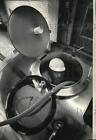 New Listing1985 Press Photo Dennis Vos cleaning the inside of a stainless steel milk truck