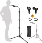 Mic Stand Boom Microphone Tripod Gooseneck Height Adjustable 24 to 67 2 Clips