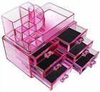 New ListingAcrylic Pink Cosmetics Organizer 6 Drawers with 8 Compartments Top Section