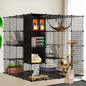 Large Cat Cage with Storage Cube with Hammock 4 Tiers Cat Kennel for 1-4 Cats