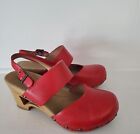 DANSKO Thea Clog Shoe 36 US 5.5-6  Red Leather Cut Out Mary Jane Studded Wooden