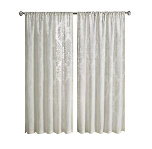 Velvet Sheer Damask Burnout Single Curtain Panel