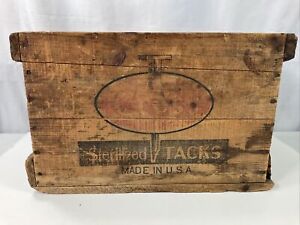 Cross Wood Wooden Crate Box Sterilized Upholsterers Tacks Advertising USA