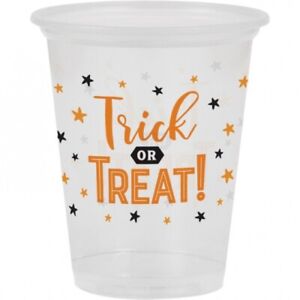 Halloween Trick or Treat Clear 16 oz Plastic Cups 8 Per Pack Party Tableware