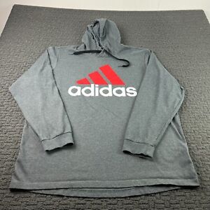 Adidas Hoodie Mens 2XLT Tall Gray Pullover Sweatshirt Graphic Lightweight