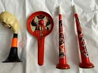 Vintage CONN Witch Clapper Halloween TIN LITHO Noisemaker And Horns Lot
