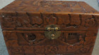 Vintage Hand Carved Box / Wooden Chest - 10 x 5.5 x 5.5 - Hinged Lid & Ornate