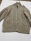 Vintage Blarney Woolen Mills Chunky Fisherman Knit 100% Wool Cardigan Sweater