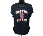Boston Red Sox Womens T-shirt XL Blue Red Ruched Crew Neck Cap Sleeve Baseball