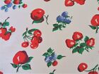 CRATE & BARREL CHERRY STRAWBERRY APPLE RED FRUIT TABLECLOTH BERRIES 52 X 48