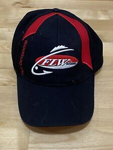 FLW Hat Mens Black Denim Cap Fishing Hook Outdoor Sportsman Embroidered