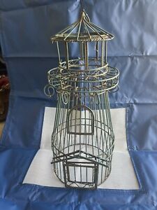 Antique Thick Metal Wire Decorative Bird Cage House 24” Vintage