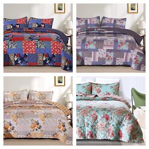 3 Piece Quilt Set Lightweight Bedspread with 2 Matching Pillow shams Bedding Se