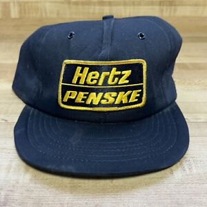 Vintage Hertz Penske foam hat snapback Hat black cap big patch auto cap