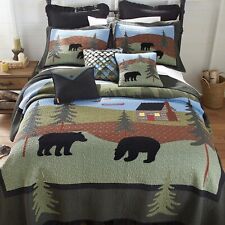 Donna Sharp Bear Lake Quilted Cotton Queen 3-Piece Quilt Set Rustic Lodge Cabin