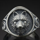 Men's Personalized Black Silver Wolf Ring Punk Jewelry Party Boyfriend Gift 7-13