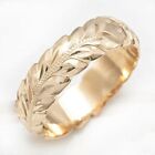 14k Gold Hand Engraved Wave Edge Ring For Women Wedding Engagement Jewellery5-11