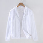 Men's Cotton Linen Jacket Long Sleeve Coat Cardigan Full Zip Loose Casual Tops