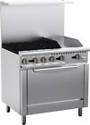 New Commercial 36” Gas Range Stove 4 Burners Cooktop W/Standard Oven 12” Griddle