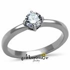 Women's .46 Ct Solitaire Cubic Zirconia, Stainless Steel Engagement Ring Sz 5-10