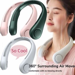 Portable USB Rechargeable Neckband Lazy Neck Hanging Dual Cooling Mini Fan USA