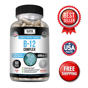 B-12 Complex 60ct, Vitamins B1, B2, B3, B5, B6, B8 & B12, Energy, Metabolism Aid
