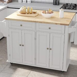 Rolling Kitchen Island with Drop Leaf, Movable Kitchen Carts on Wheels Island
