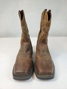 Tony Lama Men's TW4006 Brown Leather Square Toe Pull-On Western Boots Size 11 D