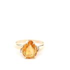 10K Gold Estate Pear-Shaped Citrine Ring w/ Diamonds