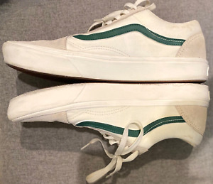 Vans Off The Wall Comfy Cush White/Tan Shoes/Sneakers Green Stripe Sz 10
