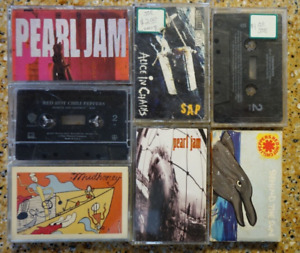 90s Alternative/Grunge Cassette Tape Lot of 6 - Pearl Jam Mudhoney RHCP Alice