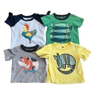 Lot of 4 Baby Boy Tea Collection 6-9 Month Basic Graphic Tees
