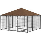 7x7 ft Outdoor Dog Kennel with Canopy Garden Playpen Fence Crate Enclosure Cage