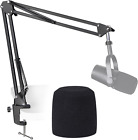 MV7 Boom Arm Mic Stand W/ Pop Filter, Compatible W/ Shure MV7 and SM7B