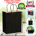 50 pcs paper bags Black kraft bag with handles gift Retail Merchandise shopping