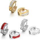 Men's Women's Unisex Stainless Steel Rhinestone Charm Hoop Huggie Earrings 2PCS