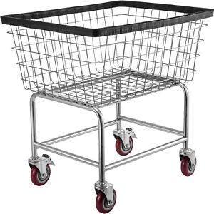 VEVOR Commercial Wire Laundry Basket Cart 2.5 Bushel 22''x27''x27.5''4'' Wheels