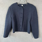 Vintage Lands End Cardigan Womens Size 8 Navy 100% Wool Sweater Knit 90s Womens