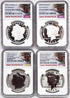 4 coin set 2023 morgan peace silver dollars ngc pf rp 69 first releases  in hand