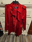 American Living Red Cotton Double Breasted Trench Coat Women's Large