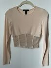 Forever 21 Long Sleeve Peach Colored Crop Top Size S