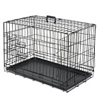 Dog Crate Kennel Folding Metal Pet Cage 30'' with 2 Door and Removable Tray