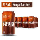 Zevia Zero Sugar Ginger Root Beer Soda Pop 12 Fl Oz (Pack of 24) Gluten-free