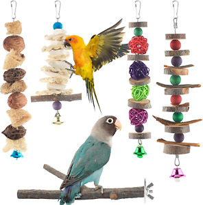 New ListingBird Chew Toys, 5 Packs Parakeet Natural Wood Toys Parrot Hanging Cage Toy Bird
