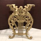 Vintage Cast Metal Lyre Harp Music Book Magazine Rack Stand Gold Tone Classical