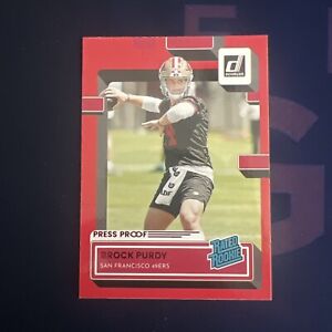 2022 Brock Purdy RC S.F. 49ers RED Rated Rookie Press Proof Donruss  #374