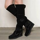 Women's Knee high Moccasin Style Buckle Trim Boots