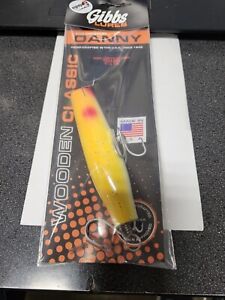 1 Gibbs Lures Danny Surface Swimmer YELLOW 1 1/2 oz FREE SHIP WOODEN