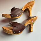 Beatfeet painted wooden block heel sandals 7